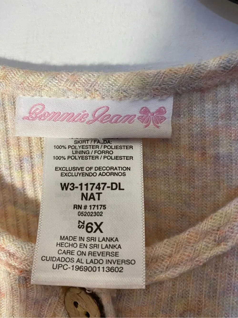 Bonnie Jean girls mixed media ribbed tulle skirt dress 6X